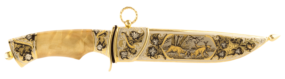 Deers Gift Knife 24K Gilding
