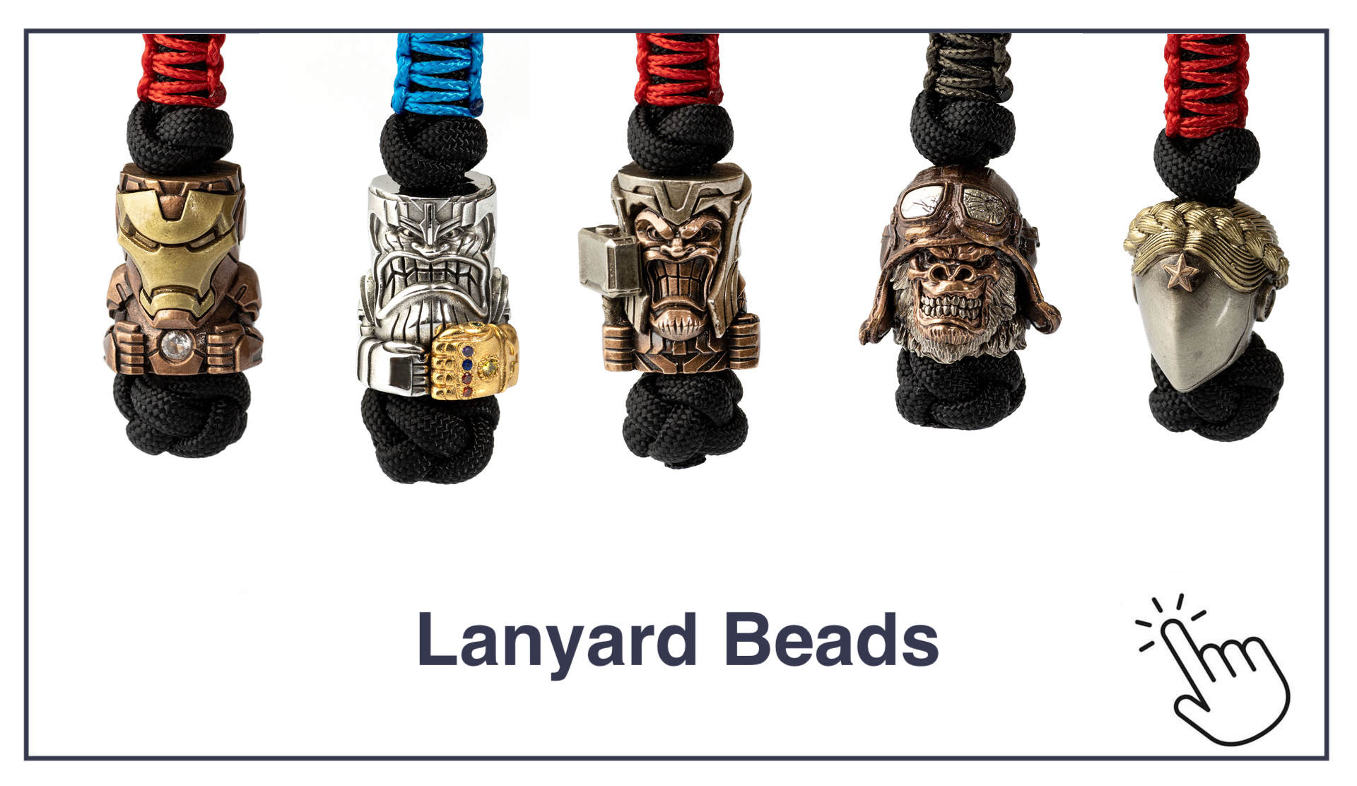 Practicalix Paracord Short Lanyard Holder - EDC Stainless Steel Metal Beads - Custom Crafted